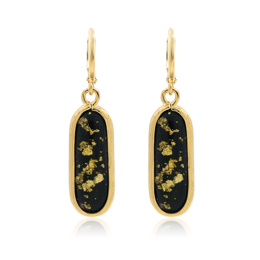 Black And Gold Resin Earrings